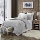 Winston Porter Dallaire Faux Fur & Sherpa Reversible 3 Piece Comforter Set Polyester/Polyfill in Gray | Wayfair BCA0EB26E1CC47F38DA76CC00BC1462D