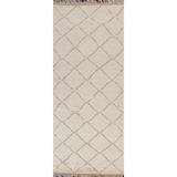 Trellis Moroccan Oriental Wool Runner Rug Hand-knotted Hallway Carpet - 2'10" x 8'10"