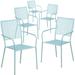 5 Pack Indoor-Outdoor Steel Patio Arm Chair with Square Back