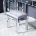 Bedroom Modern Style Mirrored Vanity Stool Silver Gray