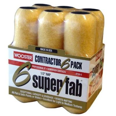 Wooster R750-9 Super/Fab Semi-Rough Roller Cover, 9" x 1/2", 6/Pack