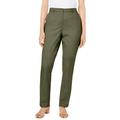 Plus Size Women's Stretch Cotton Chino Straight Leg Pant by Jessica London in Dark Olive Green (Size 12 W)