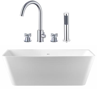 Randolph Morris Axton 59 Inch Acrylic Double Ended Freestanding Bathtub and Faucet Package RMBP39-59-CPF2