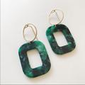 Anthropologie Jewelry | Emerald Malachite Piper Earring | Color: Gold/Green | Size: Os