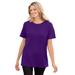 Plus Size Women's Thermal Short-Sleeve Satin-Trim Tee by Woman Within in Radiant Purple (Size 1X) Shirt