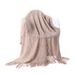 Battilo Home Soft Throw Blanket Warm & Knitted Blankets with Decorative Fringe Lightweight for Bed o by Battilo Home in Beige (Size 52" X 80")