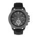 Men's Gunmetal Watch with Black Faux Leather Band by KingSize in Black