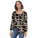 Plus Size Women's Bell Sleeve A-Line Knit Tunic by ellos in Black White Print (Size 34/36)