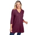 Plus Size Women's Thermal Button-Front Tunic by Woman Within in Deep Claret (Size 14/16)