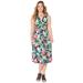 Plus Size Women's Paradise Twist-Knot Fit & Flare Dress by Catherines in Tropical Black (Size 4X)