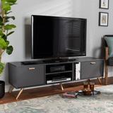 Baxton Studio Kelson Modern and Contemporary Dark Grey and Gold Finished Wood TV Stand - Wholesale Interiors LV19TV1912-Dark Grey-TV