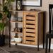 Baxton Studio Vander Modern and Contemporary Oak Brown Finished Wood and Black Finished Metal 1-Door Shoe Storage Cabinet - Wholesale Interiors MP008-Wotan Oak-Shoe Cabinet