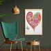 East Urban Home Hippie Heart Shape Colorful Flowers Butterfly Springtime Happy Days Design - Picture Frame Graphic Art Print on Fabric Fabric | Wayfair