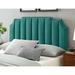 Littleton Channel Tufted Green Velvet Upholstered Twin Size Headboard with Nailhead Trim