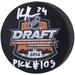 Kaapo Kahkonen San Jose Sharks Autographed 2014 NHL Draft Logo Hockey Puck with "Pick #109" Inscription