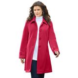 Plus Size Women's Plush Fleece Jacket by Roaman's in Classic Red (Size 5X) Soft Coat