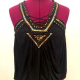 Free People Tops | Free People Embellished Multicolored Black Tanktop | Color: Black | Size: Xs