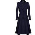 BINGMAX Women's Winter Trench Coat Slim Long Warm Overcoat Wool Pea Coat Navy