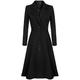 BINGMAX Women's Winter Trench Coat Slim Long Warm Overcoat Wool Pea Coat Black