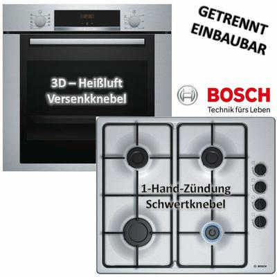 Bosch - XXL-Einbaubackofen mit Gas-Kochfeld autark 60cm 3D-Heißluft Teleskopauszug