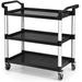 3-Shelf Utility Service Cart with Wheels and Aluminum Frame