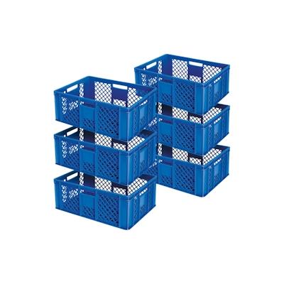 6 Euroboxen / Bäckerkisten, LxBxH 600 x 400 x 240 mm, blau, lebensmittelecht