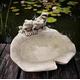 Frogs on Lily Statue | Reconstituted Stone Bird Bath Feeder Outdoor Pond Concrete Garden Ornament