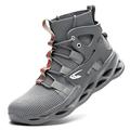 Safety Shoes for Men Women High Top Steel Toe Trainers Lightweight Breathable Safety Work Shoes Sneakers for Work Protection Anti Slip Work Boots Grey 44