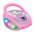 Lexibook RCD109UNI Unicorn-Bluetooth CD Player for Kids – Portable, Multicoloured Light Effects, Microphone, Aux-in Jack, AC or Battery-Operated, Girls, Boys, Pink