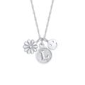 Elli - Blume Flower mit Smiling Face Disc Buchstabe L 925 Silber Ketten Damen