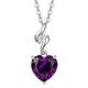 AGVANA Valentines Day Gifts for Her 14K Solid White Gold Diamond Amethyst Heart Pendant Necklace for Women with Sterling Silver Chain February Birthstone Jewelry for Women Anniversary Birthday Gifts