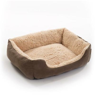 Hundebett Hundekissen Hundekorb Haustierbett Hundesofa Decke Dunkelbraun/Beige 50x37x17 cm