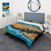 Designart 'Abstract Marble Composition In Blue and Orange IV' Modern Duvet Cover Comforter Set