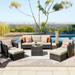 OVIOS 6-piece Outdoor High-back Wicker Sectional Set With Table