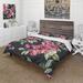 Designart 'Red VIntage Roses and Berries On Black' Farmhouse Duvet Cover Comforter Set