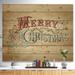 Designart 'Merry Christmas Vintage Wish in Western Font' Print on Natural Pine Wood - Red