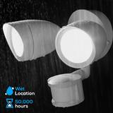 20W Motion Sensor Dusk to Dawn LED Outdoor Security Light, Dual Heads, White