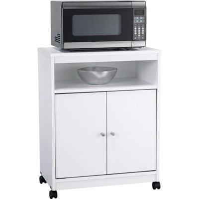 White Utility Cart / Kitchen Microwave Cart with Casters - 14.7 x 23.6 x 30.3 inches