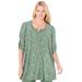 Plus Size Women's 7-Day Three-Quarter Sleeve Pintucked Henley Tunic by Woman Within in Sage Pretty Bouquet (Size 1X)