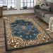 Blue 62 x 0.5 in Area Rug - Charlton Home® Andrews High-Quality Woven Floral Printed Double Shot Drop-Stitch Carving Light Area Rug | Wayfair