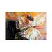 East Urban Home The Girl Playing On The Piano by Balaikin - Wrapped Canvas Gallery-Wrapped Canvas Giclée Canvas in Indigo/Orange | Wayfair