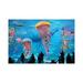 East Urban Home Super Electric Jellyfish Aquarium by David Loblaw - Wrapped Canvas Graphic Art Canvas | 12 H x 18 W x 1.5 D in | Wayfair