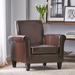 Club Chair - Charlton Home® Leis 30.25" W Club Chair Faux Leather in Brown | 33 H x 30.25 W x 27.25 D in | Wayfair 5DB180A656184FC29F914DA187930414