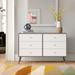Mercury Row® Milo Mid Century Modern Dresser, 6-Drawer Wood in White/Brown, Size 33.0 H x 52.5 W x 16.0 D in | Wayfair