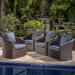 Red Barrel Studio® Dierdre Modern Outdoor Swivel Patio Chair w/ Cushions Wicker/Rattan in Blue | 31 H x 32.5 W x 31.25 D in | Wayfair