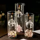 Porte-lampe cylindrique en verre transparent pilier de lampe à huile pour mariage décoration de