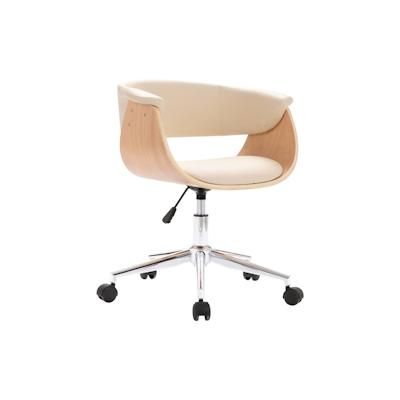 vidaXL Drehbarer Bürostuhl Creme Bugholz und Kunstleder Image