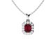 Diamondere Natural and Certified Emerald Cut Ruby and Diamond Halo Petite Necklace in 18ct White Gold | 0.56 Carat Pendant with Chain