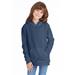 Hanes P473 Youth EcoSmart Pullover Hooded Sweatshirt in Heather Navy Blue size Small | Cotton Polyester P470