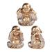 Q-Max 3-Piece Gold Maitreya Buddha Hear-No, See-No, Speak-No Evil 3.5"H Statue Decoration Figurine Set